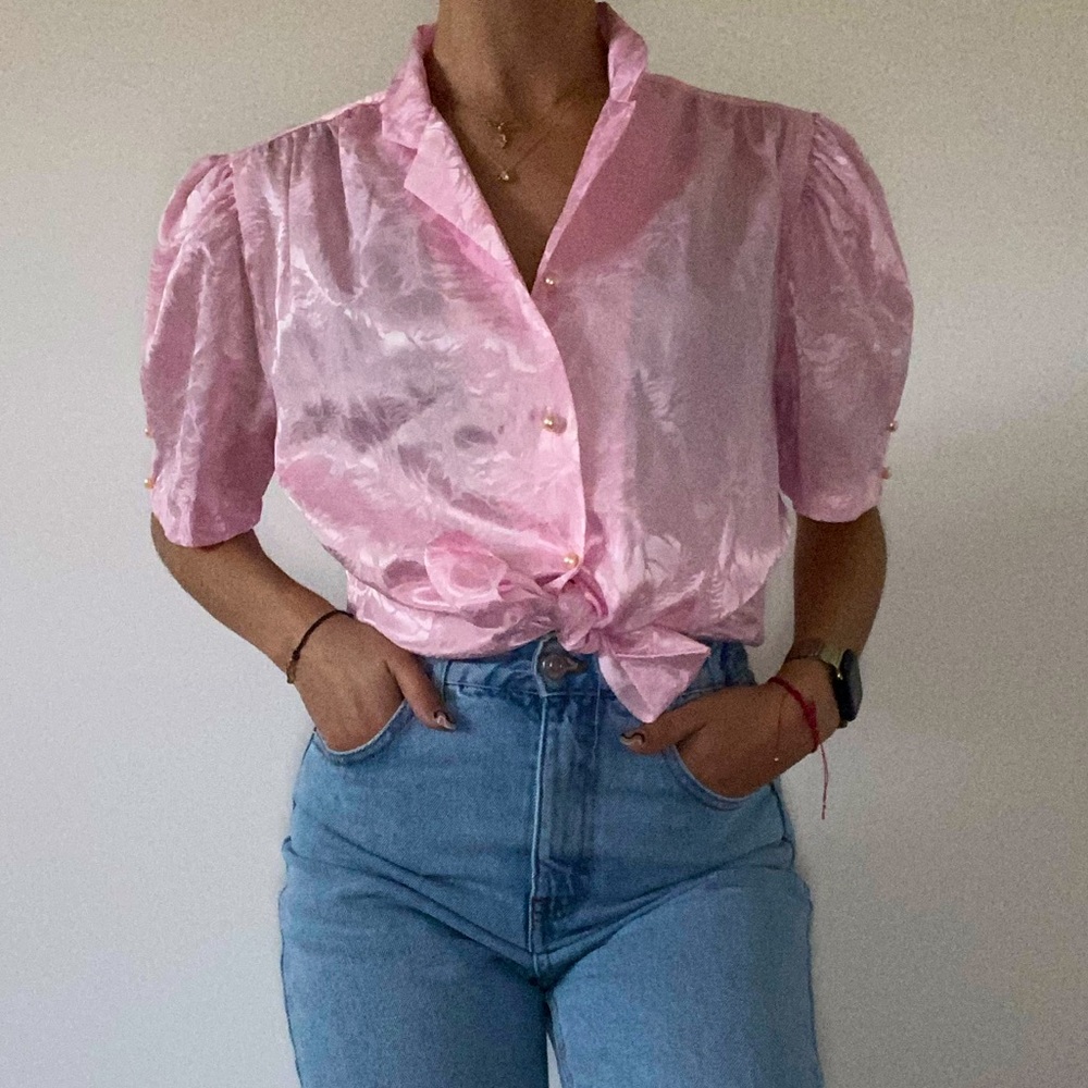 Satin button up shirt